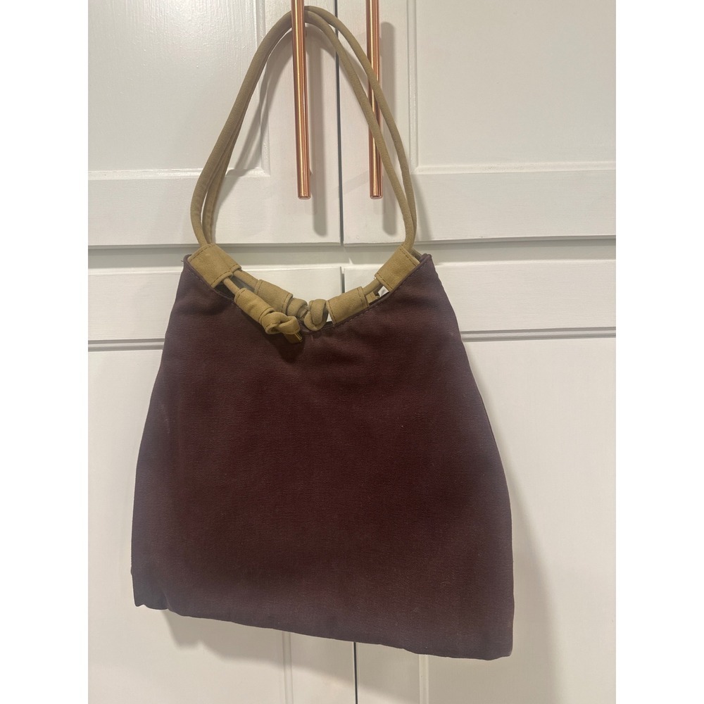 FS Originals Brown Canvas Hobo Shoulder Bag With Tan handmade Accents VTG purse - Picture 4 of 7